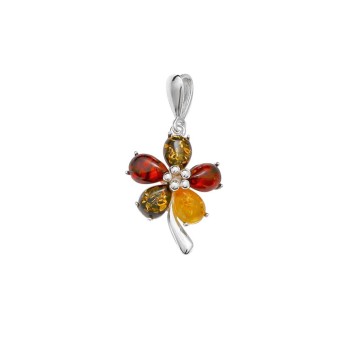 Ciondolo a fiore con petali ambra e argento 3160202 Nature d'Ambre 34,00 €