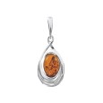 Amber pendant wrapped in silver rhodium frame