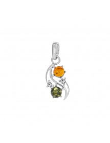 Openwork pendant with rhodium silver frame and amber round stones 3160844RH Nature d'Ambre 29,00 €