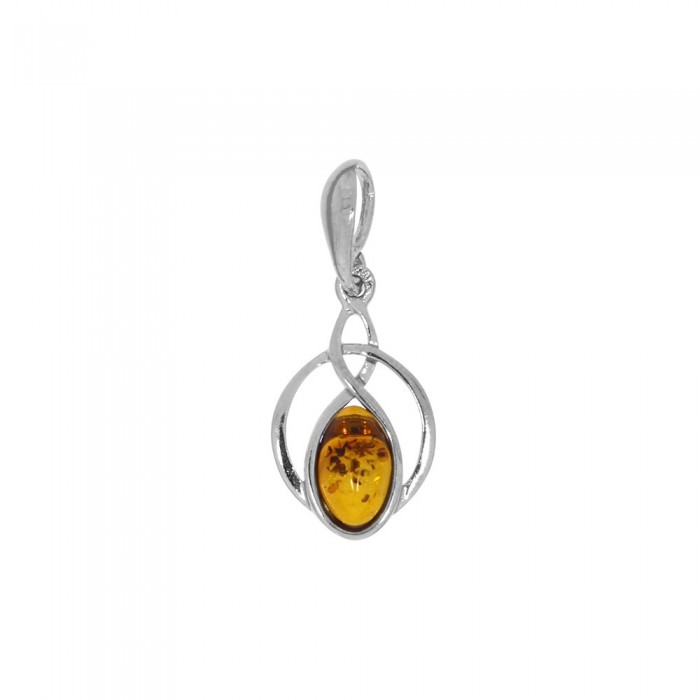 Amber pendant circled in rhodium silver