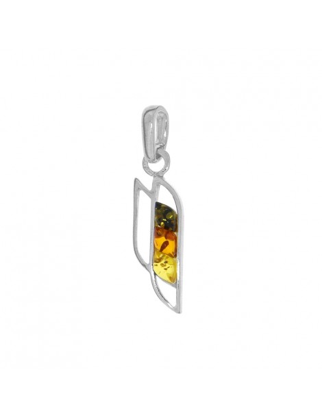 Openwork pendant with 3 stones in amber and silver