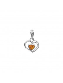 Openwork heart pendant in amber and rhodium silver 31610200RH Nature d'Ambre 22,00 €