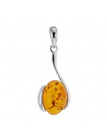 Pendant "hook" amber and rhodium silver