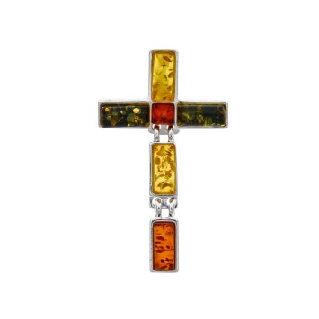 Pendentif croix en pierres d'ambre et argent 3160488 Nature d'Ambre 29,90 €