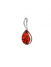 Pendant with oval lines in silver decorated with amber 3161038RH Nature d'Ambre 24,00 €