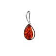 Pendant with oval lines in silver decorated with amber