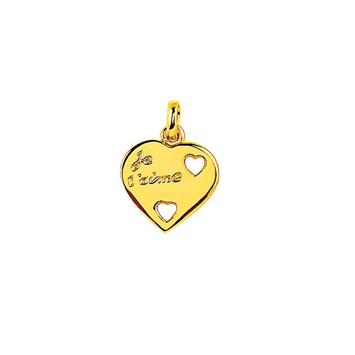 Gold plated heart pendant "Je t'aime"