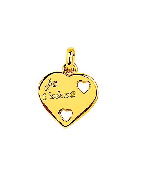 Gold plated heart pendant "Je t'aime"