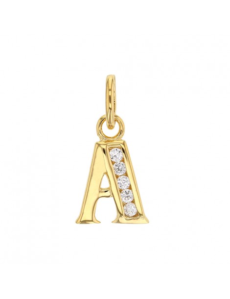 Initial pendant in gold plated and zirconium oxides - Letter A