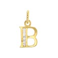 Initial pendant in gold plated and zirconium oxides - Letter B