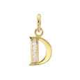 Initial pendant in gold plated and zirconium oxides - Letter D