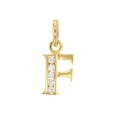 Initial pendant in gold plated and zirconium oxides - Letter F