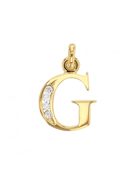 Initial pendant in gold plated and zirconium oxides - Letter G