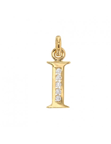 Initial pendant in gold plated and zirconium oxides - Letter I