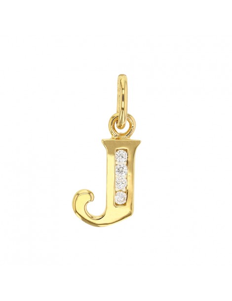 Initial pendant in gold plated and zirconium oxides - Letter J