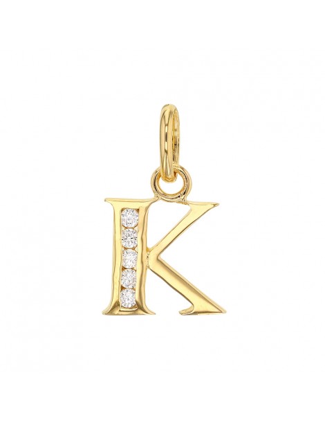 Initial pendant in gold plated and zirconium oxides - Letter K