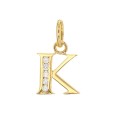 Initial pendant in gold plated and zirconium oxides - Letter K