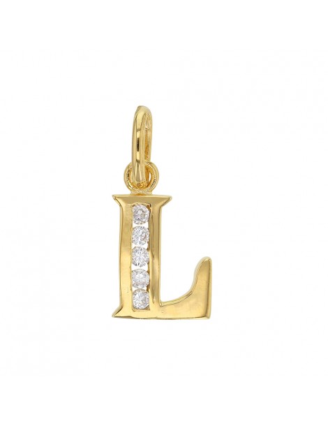 Initial pendant in gold plated and zirconium oxides - Letter L