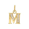 Initial pendant in gold plated and zirconium oxides - Letter M