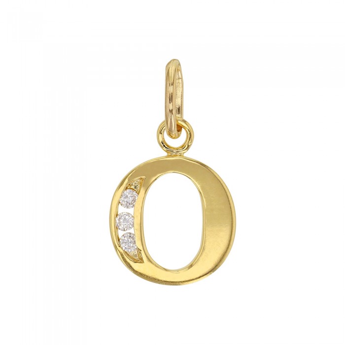 Initial pendant in gold plated and zirconium oxides - Letter O