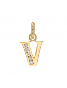 Initial pendant in gold plated and zirconium oxides - Letter V 3260213V Laval 1878 23,00 €