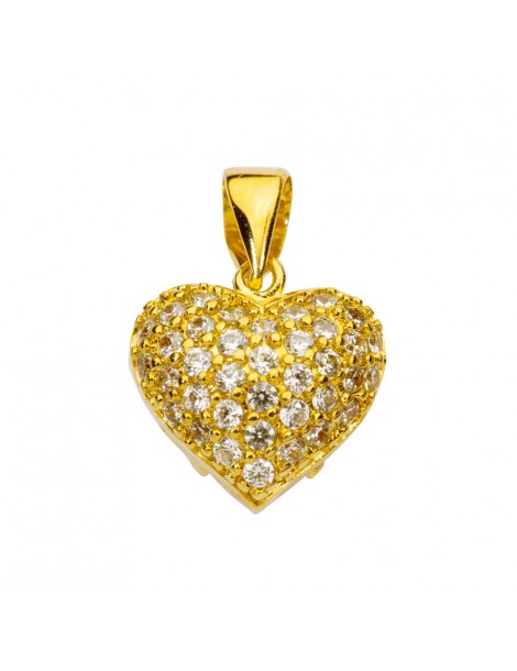 Heart pendant in openwork gold plated and zirconium oxides