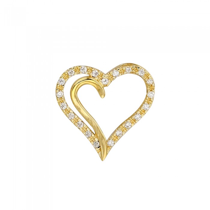 Colgante de corazón decorado con óxidos de circonio y chapado en oro