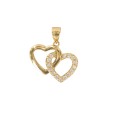 Double intertwined heart gold plated and zirconium oxide pendant