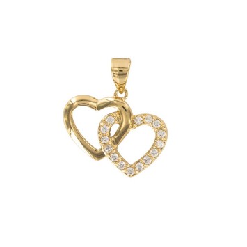 Double intertwined heart gold plated and zirconium oxide pendant 3260159 Laval 1878 26,00 €