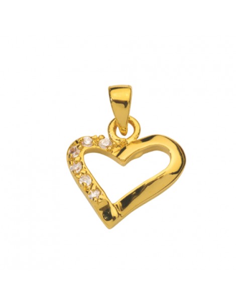 Gold plated heart pendant and zirconium oxides on one side