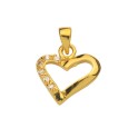 Gold plated heart pendant and zirconium oxides on one side