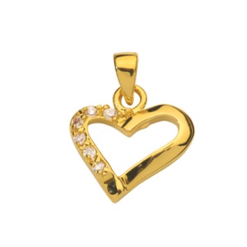 Colgante de corazón chapado en oro y óxidos de zirconio en un lado 3260068 Laval 1878 19,90 €