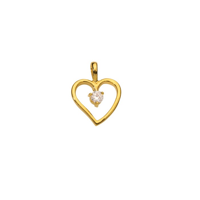 Pendentif cœur en plaqué or avec oxyde de zirconium au centre