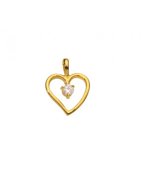 Pendentif cœur en plaqué or avec oxyde de zirconium au centre