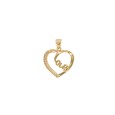Gold plated heart pendant "Love" cross and zirconium oxides