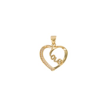 Pendentif cœur plaqué or "Love" en travers et oxydes de zirconium 3260157 Laval 1878 24,00 €