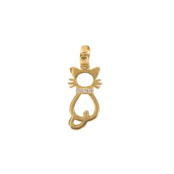 Gold plated cat pendant with zirconium oxides 3260175 Laval 1878 22,00 €