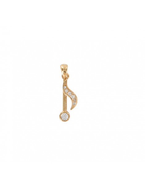 Gold plated music note pendant and zirconium oxide