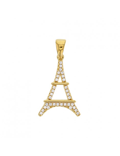 Pendente della Torre Eiffel placcato in oro decorato con ossidi di zirconio