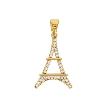 Vergoldeter Anhänger mit Eiffelturm, verziert mit Zirkonoxiden 3260235 Laval 1878 32,00 €