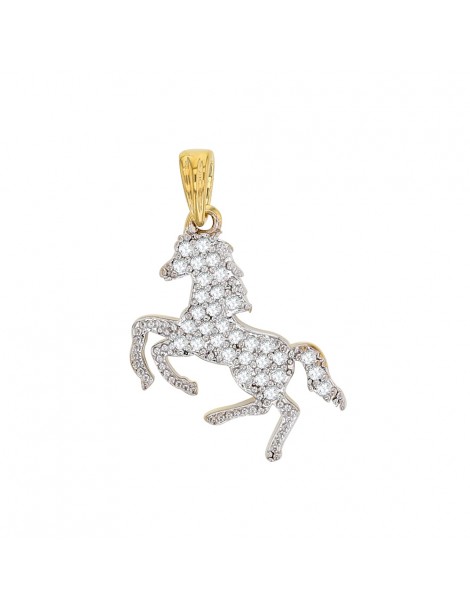 Gold plated horse pendant with zirconium oxides