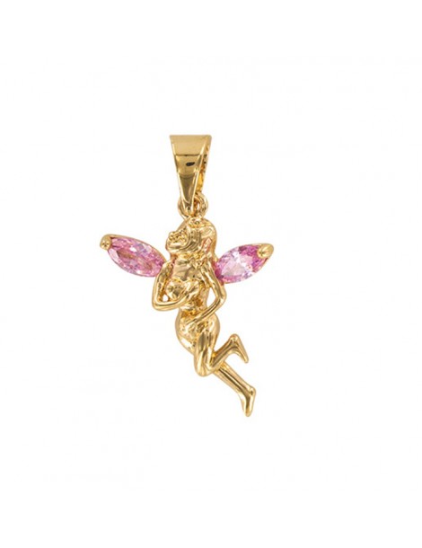 Fairy pendant from the front with pink tinted zirconium oxides