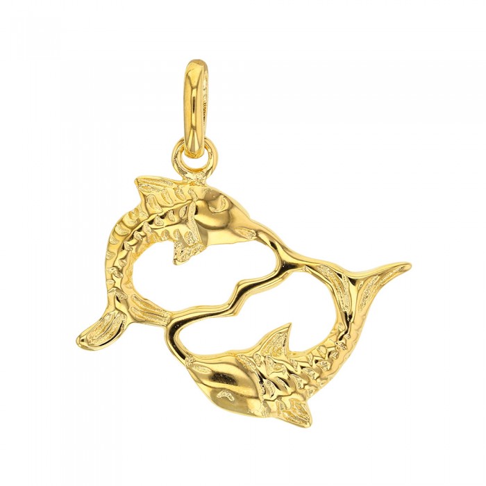 Gold Plated Zodiac Sign Pendant - Pisces