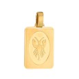 Gold Plated Zodiac Sign Rectangle Pendant - Cancer