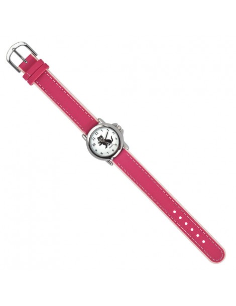 DOMI pädagogische Uhr, Katzenmuster, rosa synthetisches Armband