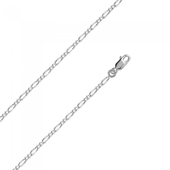 Cuello de cadena de doble hilera de figaro de plata, diámetro 0,60 mm - 50 cm
