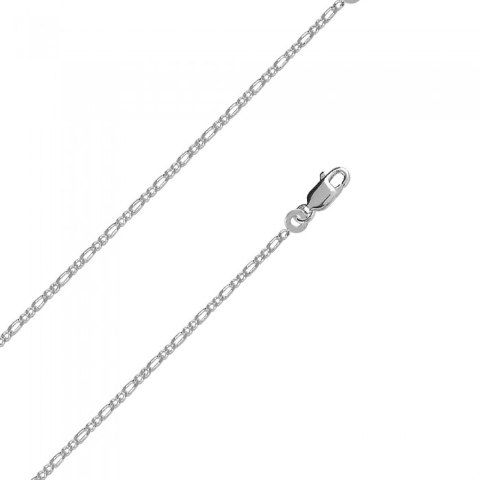 Neck chain silver double figaro mesh, diameter 0.50 mm - 45 cm