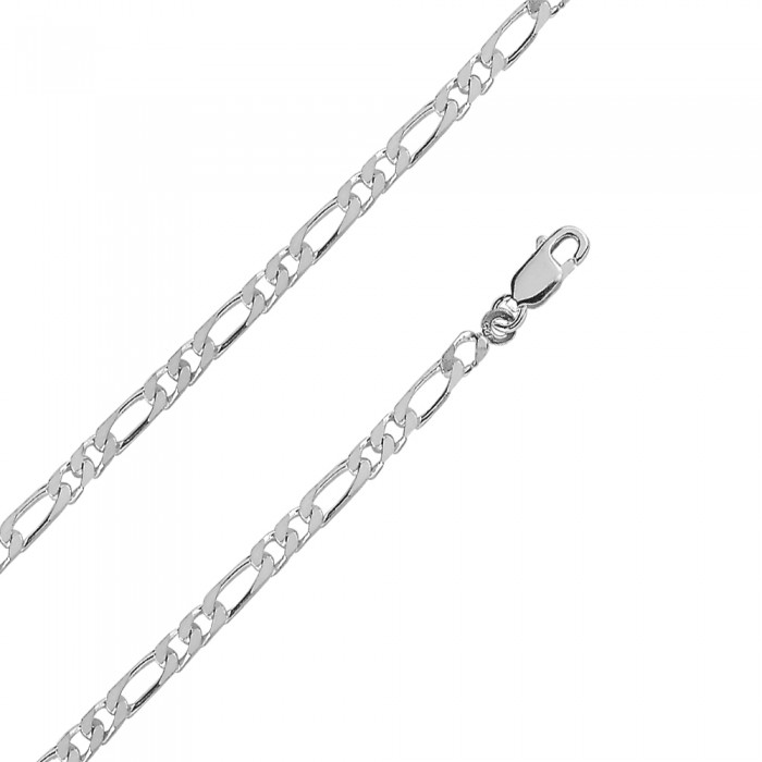 Neck chain silver double figaro mesh, diameter 1,20 mm - 60 cm