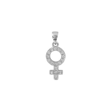 Colgante con símbolo femenino en plata rodiada y óxidos de zirconio 31610138 Laval 1878 26,00 €