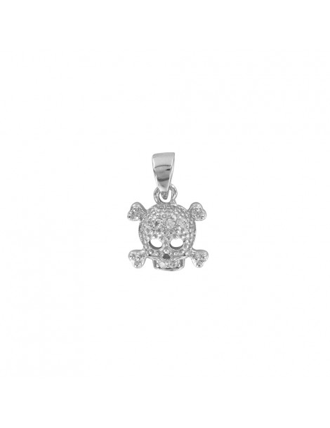 Skull pendant in rhodium silver micro set with oxides